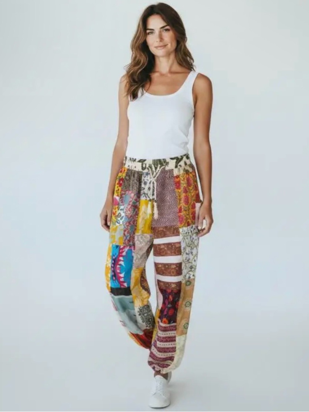 Cotton patchwork pant